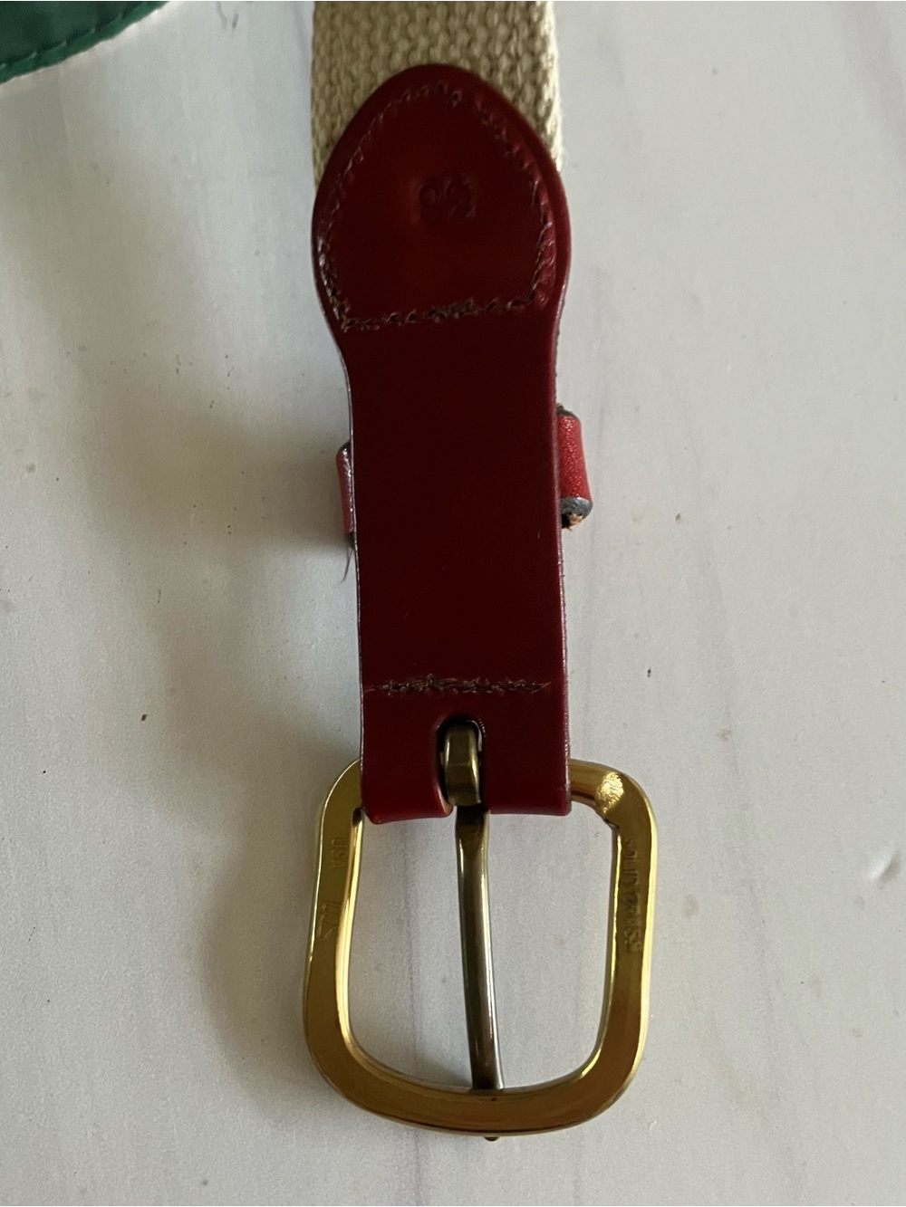 Vintage Leather and Canvas Golf Country Club Belt 36 Ribbon Preppy - Picture 5 of 6